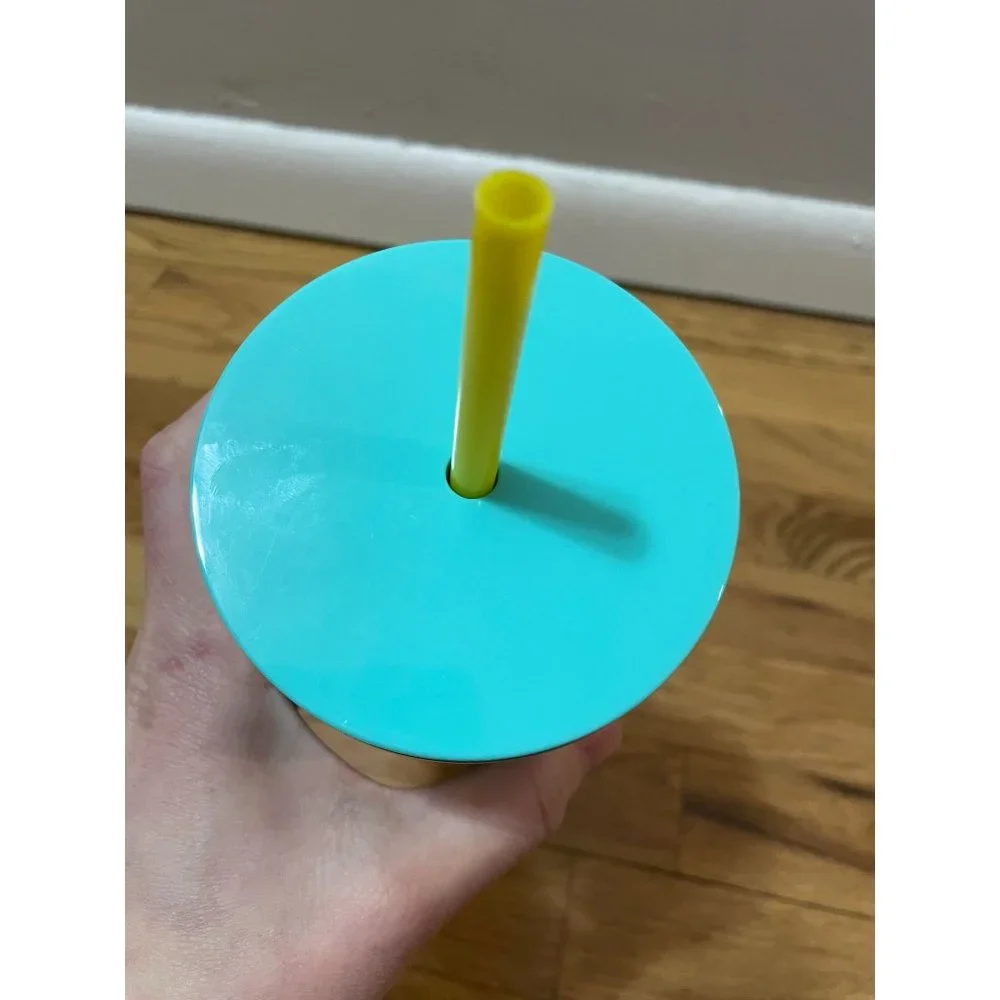 Starbucks 2021 Summer Flounder Teal Yellow Ombre Scalloped Tumbler 24oz Cold Cup